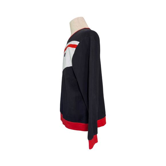 Fila Colorblock Crewneck Sweatshirt Navy Red White Mens Size Large - Picture 4 of 7